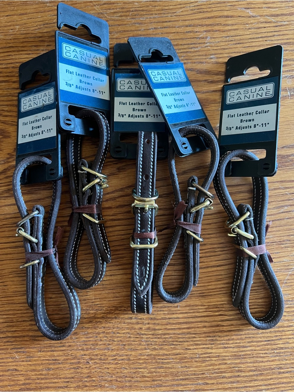 Casual Canine Brown Leather Dog Collar Set with Brass Hardware